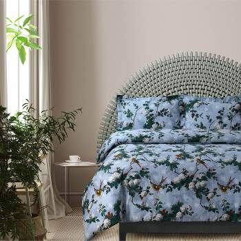 Celina Floral Printed Flannel Oversized Duvet Cover Set - Azores Home