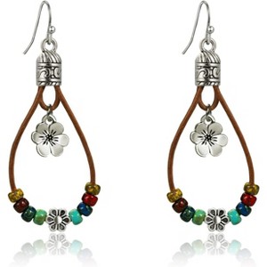 Boho Earrings for Women,Handmade Vintage Dangle Drop Earring,Western Country with Nature Stone and Flower - 1 of 4