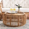 Baxton Studio Aliane Antique Rattan Coffee Table Natural Brown: No Assembly, Form Base Design, 30" Diameter - 2 of 4