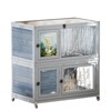 SEVOBAL Pet Crates and Houses Premium Two Level Small Animal Hutch with Safety Ramps and Slide Out Trays Easy Access Design, Grey, 35.4"*19.7"*36.6" - 2 of 4