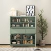Alilang Storage Cabinet Freestanding 4 Door Cubby with 2 Drawers Modern Style for Living Room, Dining Room Hallway Entryway 39 x 47 inch-Green - 3 of 4