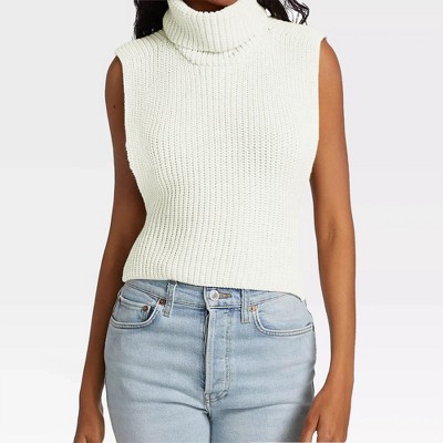 Womens Sleeveless Pullover Sweater Turtleneck Sweater Knt Tank Tops