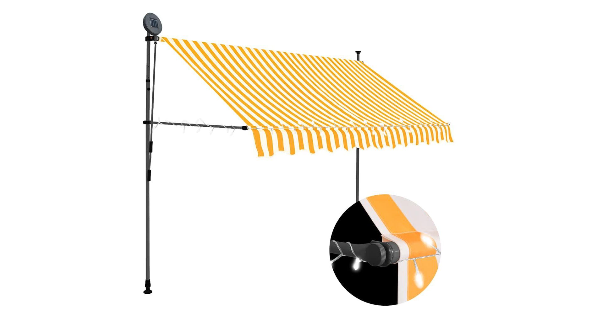 vidaXL Retractable Awning White and Orange Polyester with PU coating