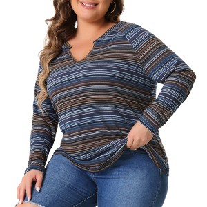 Agnes Orinda Women's Plus Size Long Sleeve Notch V-Neck Casual Fall Winter Blouses - 1 of 4