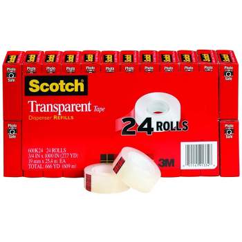 Scotch 600 Transparent Tape, 0.75 x 1000 Inches, Glossy, Pack of 24