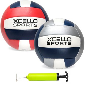 Xcello Sports Volleyball Assorted Graphics with Pump Navy/Silver, Navy/Red (Pack of 2) - 1 of 4