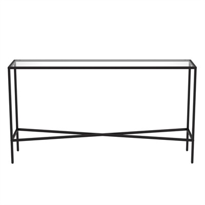 55" Blackened Bronze Metal and Glass Console Table