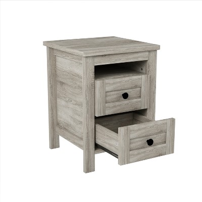 UPHA 2-Drawer Wooden Nightstand with Storage Cabinet for Bedroom