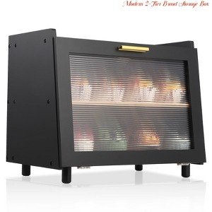 Double Layer Large Bread Box, Bamboo Bread Box for Kitchen Counter, Bread Containerr, Bamboo Bread Storage Container w/ Acrylic Clear Door - 1 of 4