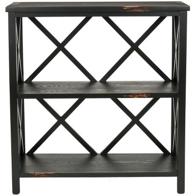 Lucas Distressed Black Pine Wood Etagere Display Stand
