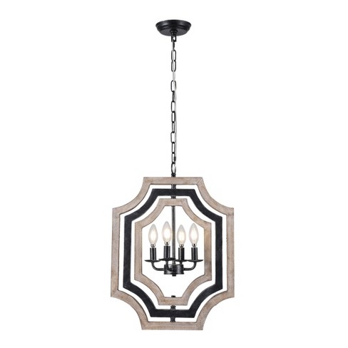 Bella Depot Retro White Wood Chandelier Metal Pendant Kight with 4-Light - image 1 of 4