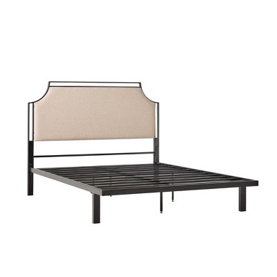 Queen Size Upholstered Platform Bed with Headboard for Bedroom