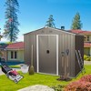 6ftx8ft Outdoor Storage Shed With Floor Base, Metal Garden Shed Storage House With Lockable Sliding Door - 2 of 4