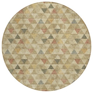 Beige Tan And Taupe Geometric Washable Indoor Outdoor Area Rug - 1 of 4