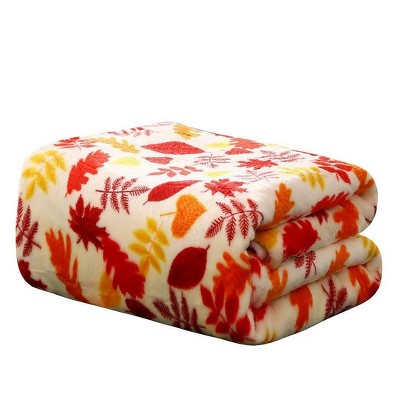 Kate Aurora Ultra Soft & Plush Fall Autumn Leaves Hypoallergenic Fleece Throw Blanket Cover -