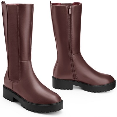 BLISSFUL STEP Women's Platform Mid Calf Chelsea Boots