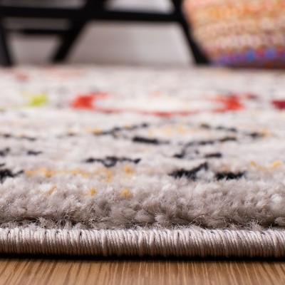 Light Grey Multi Geometric Synthetic Area Rug 5'1" x 7'6"