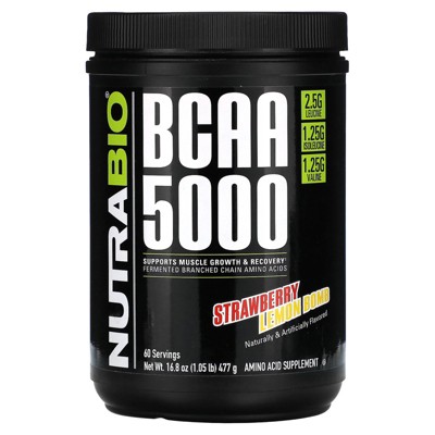 NutraBio BCAA 5000, Strawberry Lemon Bomb, 1.05 lb (477 g)