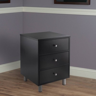 Daniel Black Composite Wood 3-Drawer Nightstand