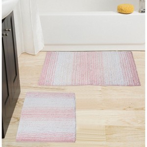 Gradiation Bathroom Décor, Washable Rug, Bathroom Mat, Kitchen Mat, Bathroom Rug Set, Bath Mat Set, Bath Floor Mat Non-Slip, 2 Pcs Set(S+M), Pink - 1 of 4