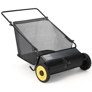 26-Inch Push Lawn Sweeper-Walk Behind for Leaves Collector and Grass Clippings, 7 Cu. Ft. Hopper Capacity, Height Adjustable, Fast Spinning Brushes - 1 of 4
