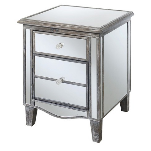 Gold Coast Park Lane Mirrored End Table Weathered Gray Mirror Breighton Home Target