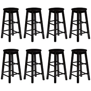 PJ Wood Classic Round Seat 29" Tall Kitchen Counter Stools for Homes, Dining Spaces, and Bars with Backless Seats & 4 Square Legs, Black (Set of 8) - 1 of 4