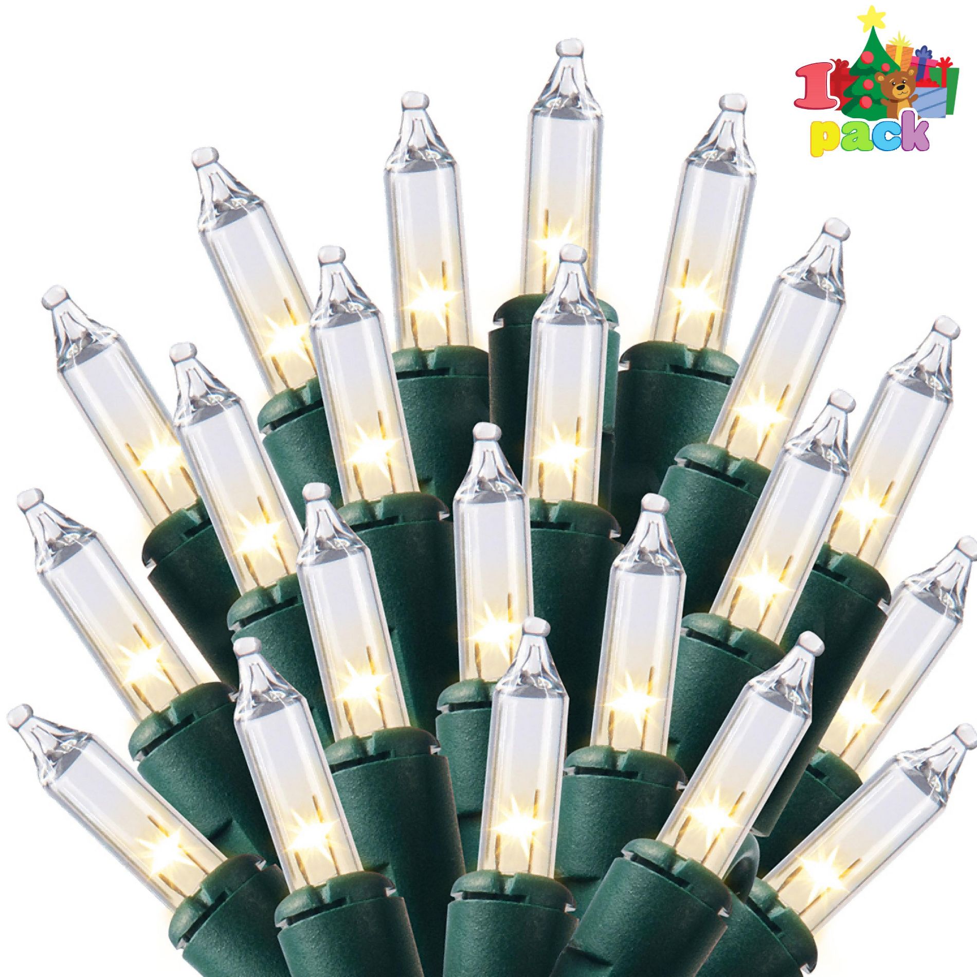 Joyfy 100 Count Clear Christmas String Lights, Warm White Fairy Light Xmas Tree Lights with Green Wire Decoration for Holiday Party Decor