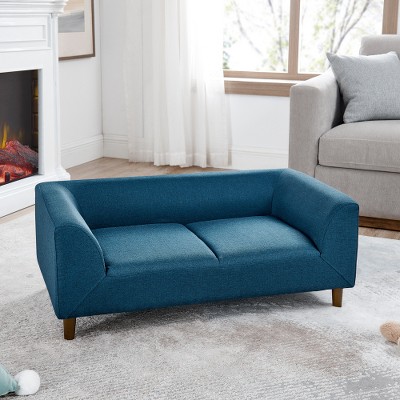 Pet Dog Sofa With Backrest And Armrests, Rectangular Elevated Pet Couch For Medium Large Dogs, Stable Short Legs Support, Comfortable Cushion