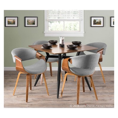 Curvo 22'' Walnut and Grey Contemporary Upholstered Side Chair
