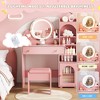 Kids Vanity Table and Chair Set, 2 in 1 Princess Makeup Vanity with Mirror & Lights - 3 of 4