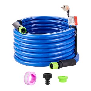 VEVOR 30ft Heated Water Hose for RV, Heated Drinking Water Hose Antifreeze to -45°F, Automatic Self-regulating, 5/8" I.D. with 3/4" GHT Adapter, Blue - 1 of 4