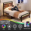 Karl Home Bed Frame with LED Light and Charging Station, Metal Platform Bed with Wood Headboard, No Box Spring Needed - 4 of 4
