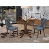 HomeStock 3-Piece Antique Walnut Finish Solid Wood Top - Round Upholstered Dining Room Set - Seats 4 - 2 of 4