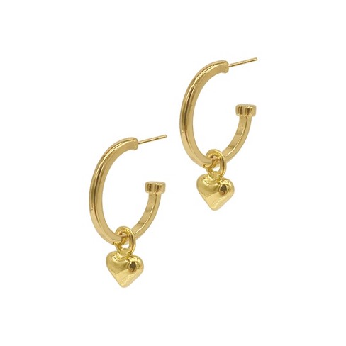 Adornia 14k Gold Plated Heart Huggie Earrings - image 1 of 2