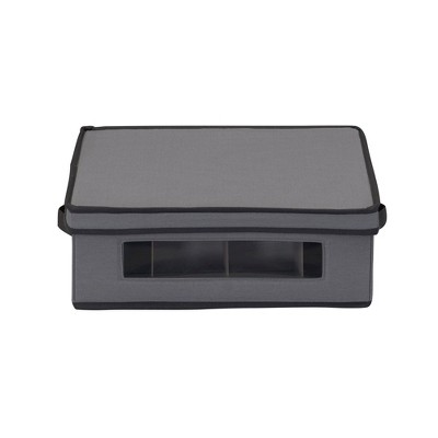 Gray Stackable Collapsible Plastic Lidded Storage Box