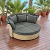 Convertible Patio Daybed with Retractable Canopy, Cushions, and Pillows – Rattan & Iron Frame for Outdoor Use - 2 of 4