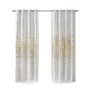 DSVIMOY Curtain Panels, Grommet Top Metallic Animal Printed Total Blackout Curtain for Living Room, Bedroom, White&Gold, 63"*50"*0.13" - 1 of 4
