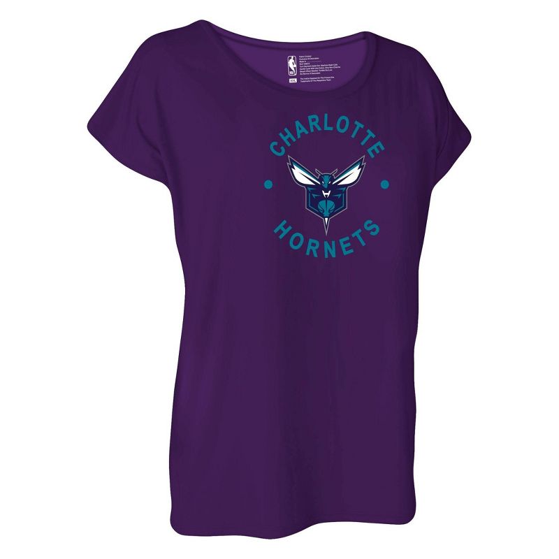 NBA Charlotte Hornets Women&#39;s Dolman Short Sleeve T-Shirt, 3 of 5