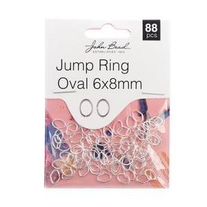 John Bead Must Have Findings Metal Silver 8x6mm Oval Jump Rings for Jewelry Making Findings, 88 Pieces - 1 of 4