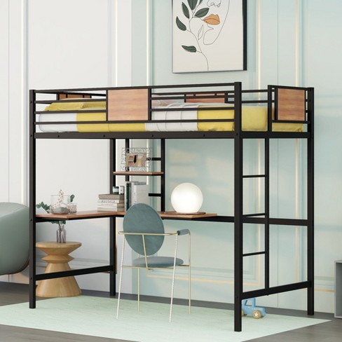 Twin Metal Loft Bed With Desk And Shelve Modernluxe Target