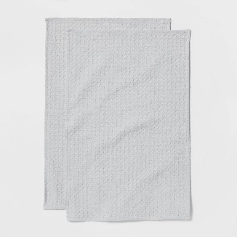 2pk Cotton Big Waffle Kitchen Towels Gray - Threshold&#8482;, 4 of 5