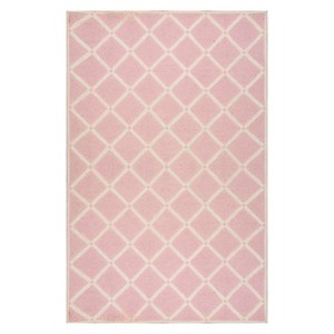 Pink Solid Hooked Area Rug - (3