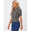 Allegra K Women's Summer Floral Print Ruffle Neck Short Sleeve Peplum Top - 2 of 4