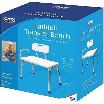 White Adjustable Plastic Bathtub Transfer Bench