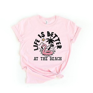 Simply Sage Market Women's Better At The Beach Flamingo Short Sleeve Graphic Tee - 1 of 3