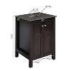 ELECWISH 24 Inches Bathroom Vanity, Traditional Wood Fixture Stand Bathroom Cabinet in Dark Coffee Finish with Bathroom Boat Blue Glass Vessel Sink - 2 of 4