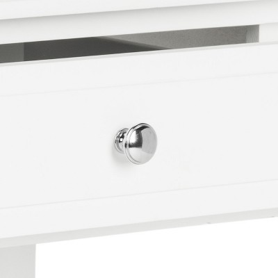 Transitional White 2-Drawer Nightstand with Silver Pulls