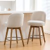 Bekrvio 26" Swivel Counter Height Bar Stools Set of 1/2/3/4,Fabric Upholstered Bar Chairs with Walnut Wood Legs, Counter-Height Kitchen Island Stools - 2 of 4