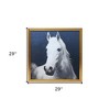 HomeRoots Blue And White Majestic Horse Gold Framed Print Wall Art - 3 of 4